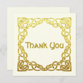 Carte De Remerciements Elégant Mariage celtique Ivory Faux Gold Celtic no (Devant / Derrière)