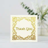 Carte De Remerciements Elégant Mariage celtique Ivory Faux Gold Celtic no (Debout devant)
