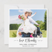 Carte De Remerciements Élégant Mariage Chic Customisé 4 Photo Collage (Devant)