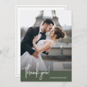 Carte De Remerciements Élégant mariage chic vert mousse foncé (Devant / Derrière)