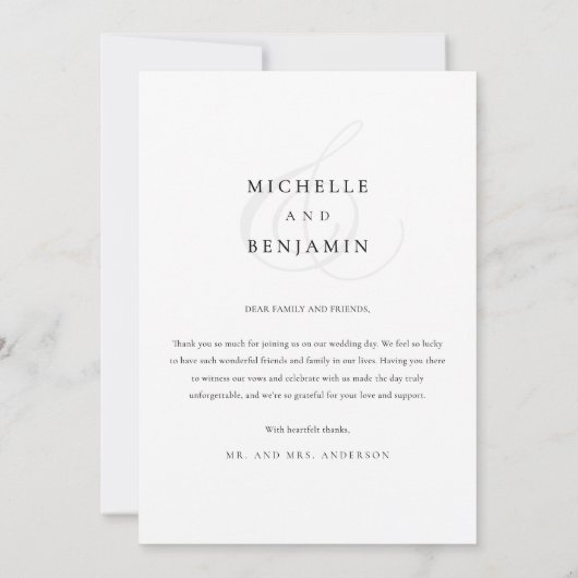 Carte De Remerciements Élégant Mariage classique (Dos)