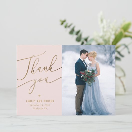 Carte De Remerciements Élégant Mariage couleur modifiable tactile (Debout devant)