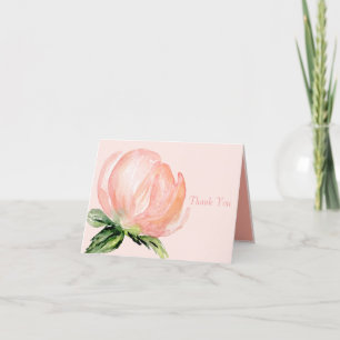 Carte De Remerciements Élégant Mariage d'aquarelle couleur rose pâle