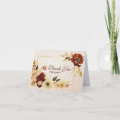 Carte De Remerciements Elégant Mariage d'aquarelle dorée bordeaux (Devant)