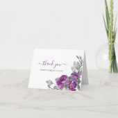 Carte De Remerciements Élégant Mariage d'aquarelle florale violet (Devant)