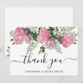 Carte De Remerciements Élégant Mariage de bouquet rose (Devant / Derrière)