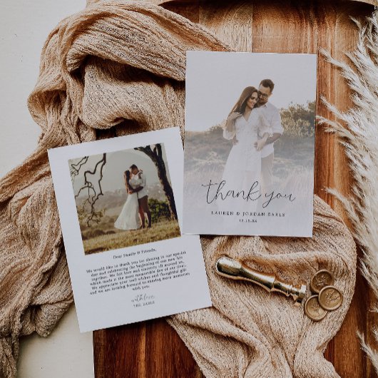 Carte De Remerciements Élégant Mariage de calligraphie