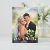 Carte De Remerciements Elégant Mariage de calligraphie blanche Photo Merc (Debout devant)