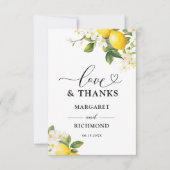 Carte De Remerciements Elégant Mariage de citron méditerranéen (Devant)