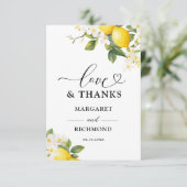 Carte De Remerciements Elégant Mariage de citron méditerranéen (Debout devant)