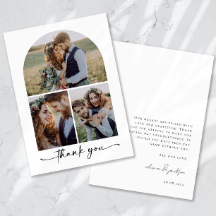 Carte De Remerciements Elégant Mariage de collection multiphoto Arch
