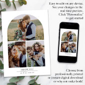 Carte De Remerciements Elégant Mariage de collection multiphoto Arch