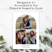 Carte De Remerciements Elégant Mariage de collection multiphoto Arch