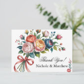 Carte De Remerciements Élégant Mariage de couronnes florales (Debout devant)