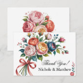 Carte De Remerciements Élégant Mariage de couronnes florales (Devant / Derrière)