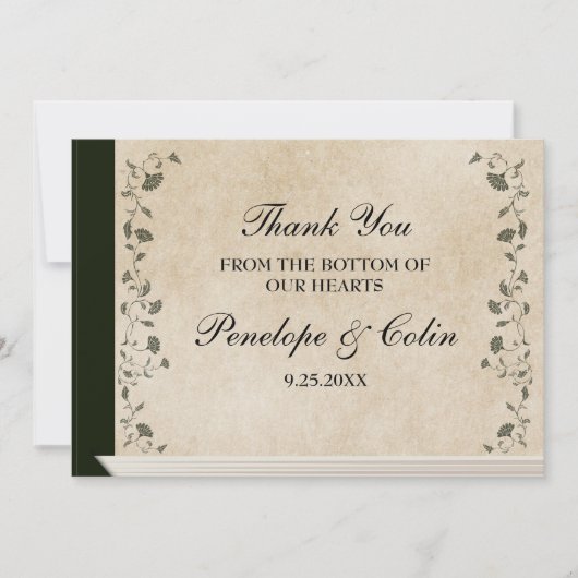 Carte De Remerciements Élégant Mariage de couverture du livre de biblioth (Devant)