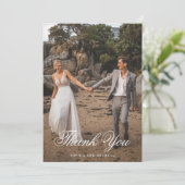 Carte De Remerciements Élégant Mariage de deux photos Script (Debout devant)