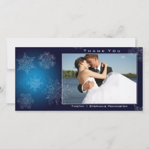 Carte De Remerciements Élégant mariage de flocons de neige de la marine m