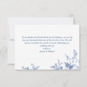 Carte De Remerciements Élégant Mariage de Floral Bleu Victorien Français (Dos)