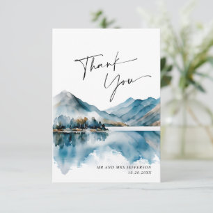 Carte De Remerciements Elégant Mariage de forêt de Foggy Aquarelle