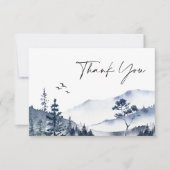 Carte De Remerciements Elégant Mariage de forêt de Foggy Aquarelle (Devant)