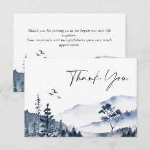 Carte De Remerciements Elégant Mariage de forêt de Foggy Aquarelle