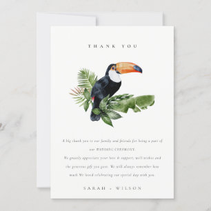 Carte De Remerciements Élégant Mariage de la faune Toucan de la forêt tro