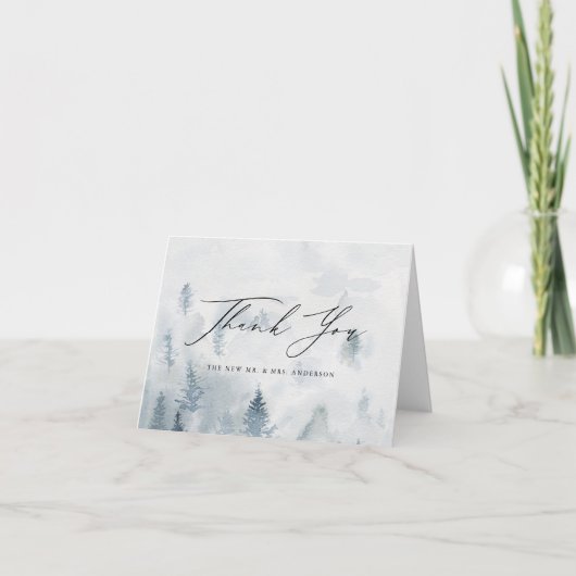 Carte De Remerciements Élégant Mariage de la forêt d'hiver (Devant)