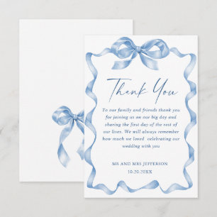 Carte De Remerciements Élégant Mariage de mâchoire bleu Dusty