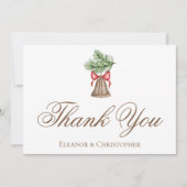 Carte De Remerciements Élégant Mariage de Noël Bell (Devant)