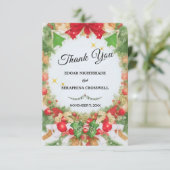 Carte De Remerciements Élégant Mariage de Noël noir blanc (Debout devant)