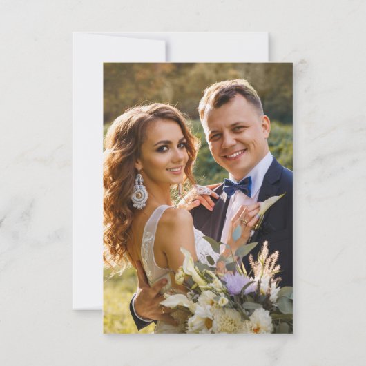 Carte De Remerciements Elegant Mariage de photo de script or (Dos)