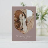 Carte De Remerciements Élégant Mariage de photo encadrée manuscrite Mauve (Debout devant)