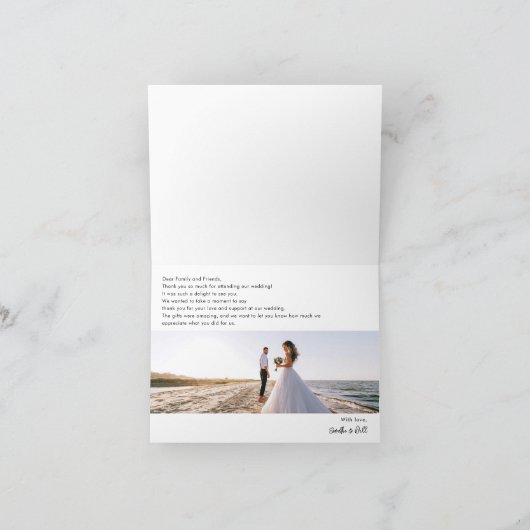 Carte De Remerciements Élégant Mariage de script à main 2 photo (Intérieur)