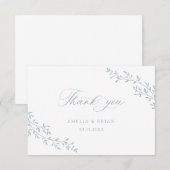 Carte De Remerciements Élégant Mariage de script bleu botanique de la bra (Devant / Derrière)