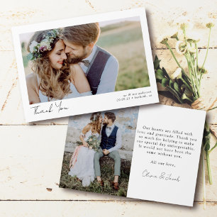 Carte De Remerciements Élégant Mariage de script chic photo