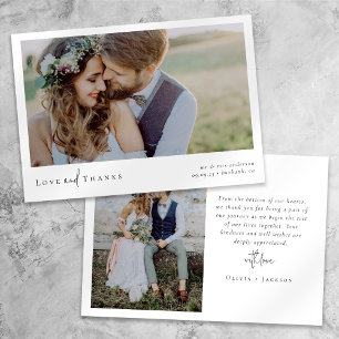 Carte De Remerciements Élégant Mariage de script chic photo