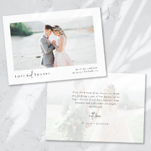 Carte De Remerciements Élégant Mariage de script chic photo