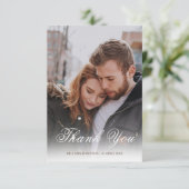 Carte De Remerciements Élégant Mariage de script de superposition noir et (Debout devant)