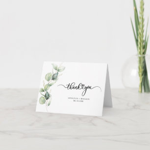 Carte De Remerciements Élégant Mariage de script Eucalyptus