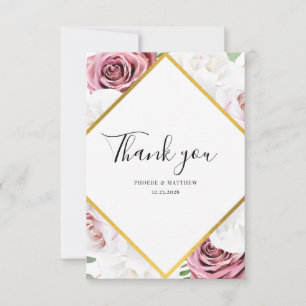 Carte De Remerciements Élégant Mariage de script floral