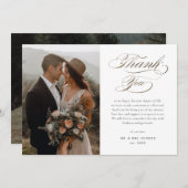 Carte De Remerciements Élégant Mariage de script Gold (Devant / Derrière)