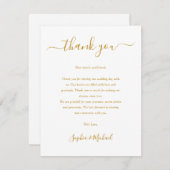 Carte De Remerciements Élégant Mariage de script Gold (Devant / Derrière)