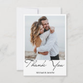 Carte De Remerciements élégant mariage de script minimal 2 photos (Devant)