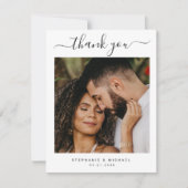 Carte De Remerciements Élégant Mariage de script moderne photo (Devant)