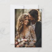 Carte De Remerciements Élégant Mariage de script photo (Devant)