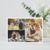 Carte De Remerciements élégant mariage de script simple 3 photos (Debout devant)