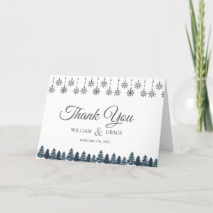 Carte De Remerciements Élégant mariage de Snowflakes Winter Wonderland