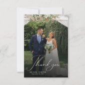 Carte De Remerciements Élégant Mariage de superposition de script (Devant)