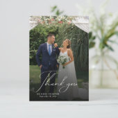 Carte De Remerciements Élégant Mariage de superposition de script (Debout devant)